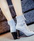 Denim Lace-Up Heel Boots